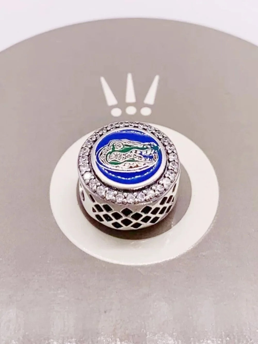 Pandora Silver Charm with Blue Enamel and Green Detail